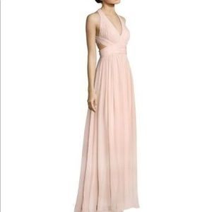 Aidan MattoxCutout Chiffon Halter Silk Gown